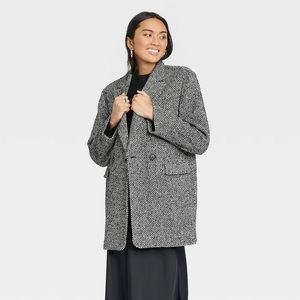 Oversized herringbone coat- GUC